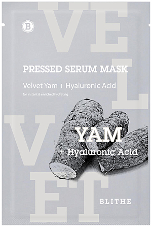 BLITHE~Увлажняющая тканевая маска с гиалуроновой кислотой~Pressed Serum Mask Velvet Yam+Hyaluronic